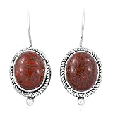 Joyas de Jaipur, India. Pendientes de plata de ley para navidad, pendientes colgantes, pendiente de turquesa naranja oval, pendientes colgantes Plata Aretes, Sterling Silver Earrings for Women