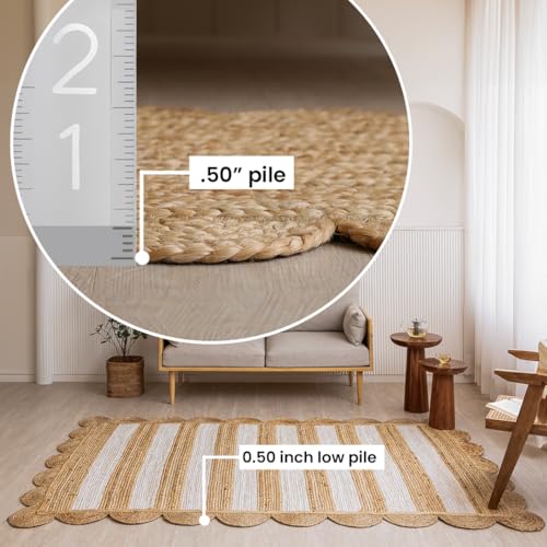 Tapete HOMEMONDE de yute natural 5'x8' hecho a mano miniatura 4