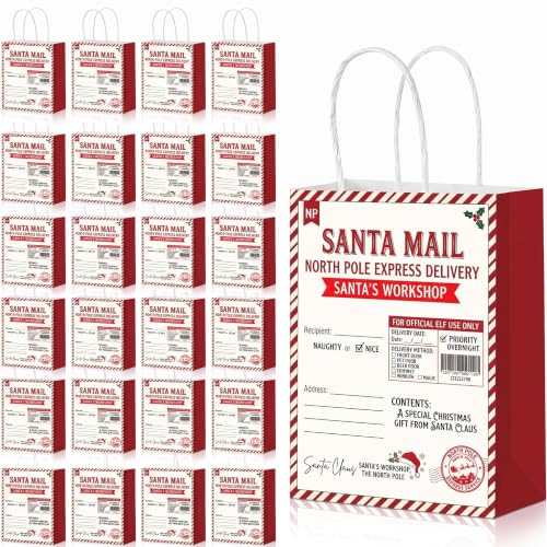 Image of Yeyeplum 24 Pcs Letter from Santa Christmas Gift Paper Bags Santa Mail Bags