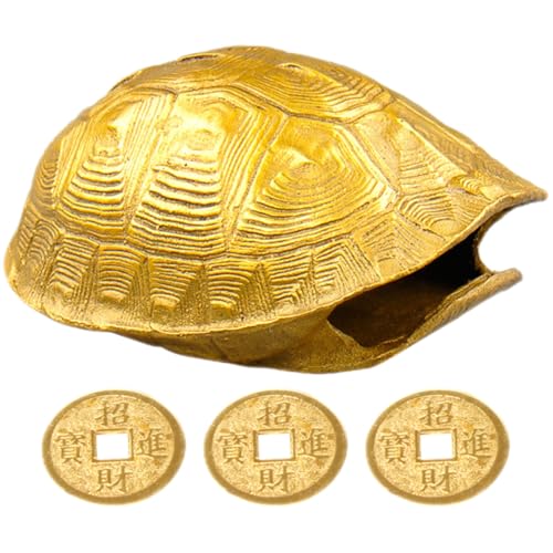 Estatua de Caparazón de Tortuga de Cobre Premium Adorno Budista con Acabado Dorado Envejecido