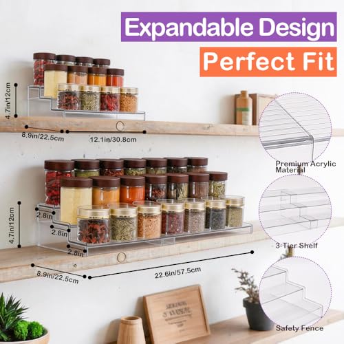 Expandable-3-layer-transparent-acrylic-spice-rack-manager-adjustable-spice-storage-rack-versatile-suitable-for-countertops-kitchens-bathrooms-and-study-rooms