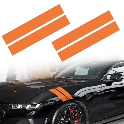 Image of TOMALL 2 Pair Racing Sport Stripe Vinyl Decals for Car Fender Hood Bumper Trunk Auto Stripe Graphic Stickers Decorations for Pickup Vehicle SUV Truck Off-Road (Orange)