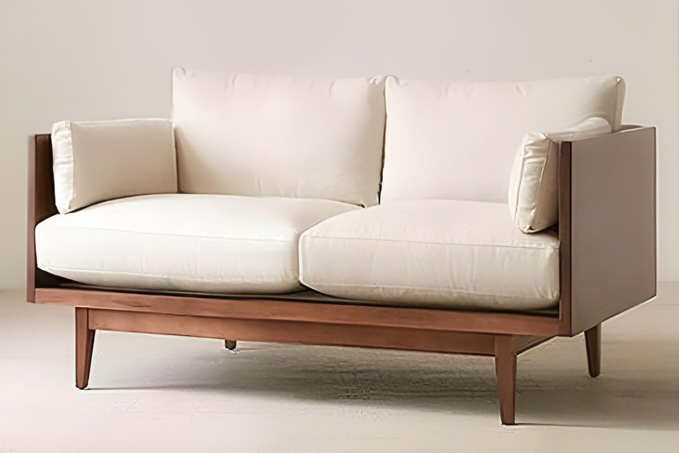 Antique Solid Teak Wood Seater Sofa Velvet Fabric Perfect for Living Room & Bedroom Guests Home & Office (3 Seater Natural) (3 Seater)-image-42