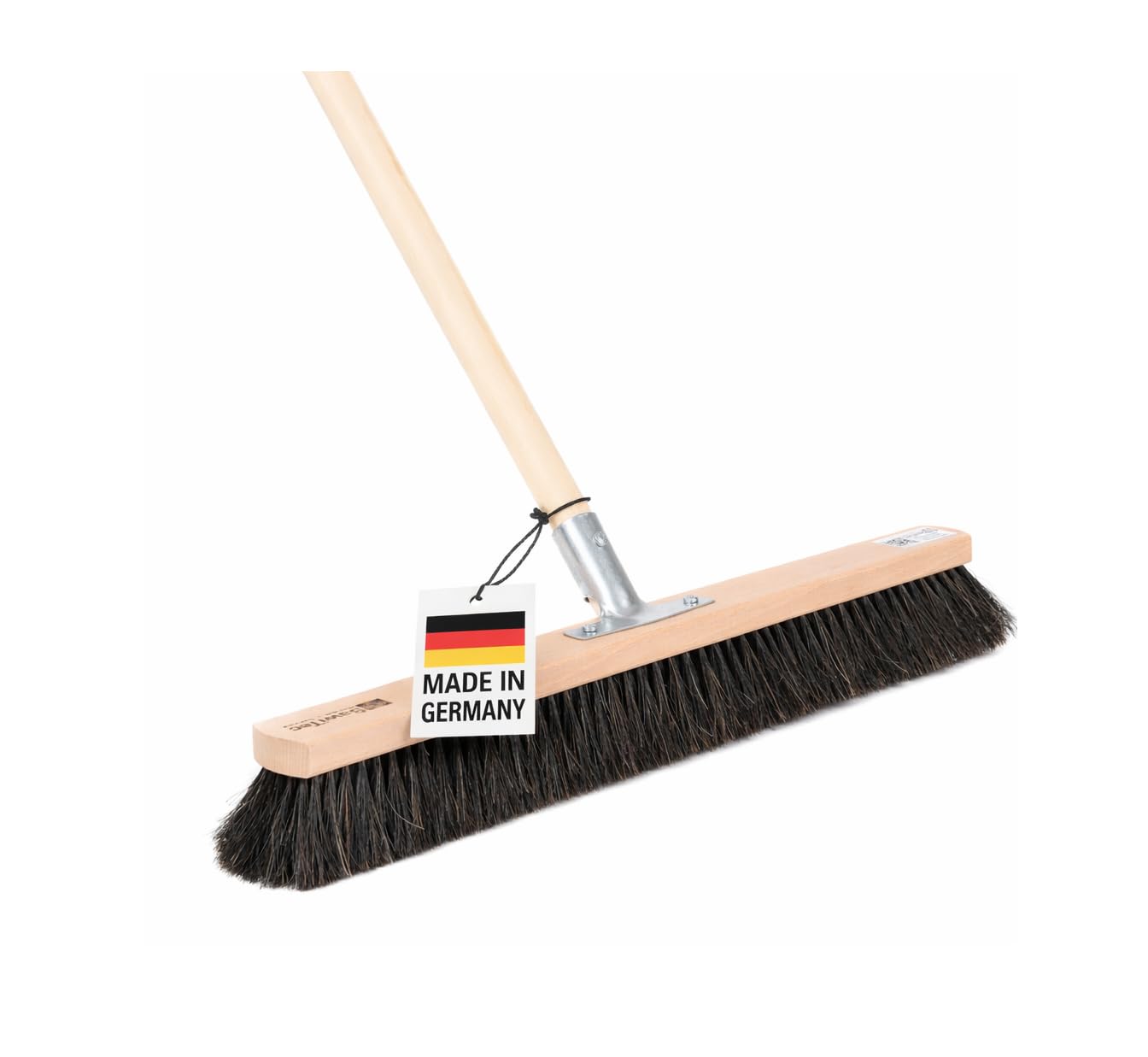Rosshaar Besen Saalbesen 60cm weiche Borsten mit Stiel 160cm Besenstiel | Sehr weiche feine Naturhaar-Rosshaar-Borsten, Holzstiel-Ø 28mm, Metall-Stielhalter