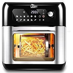 Uten Freidora de Aire sin Aceite Multifuncional Inteligente,10L1500W Horno de Freidora de Aire con 12 Programas, con Pantalla Táctil LED De Temperatura Y Control Para Hornear,Cocinar