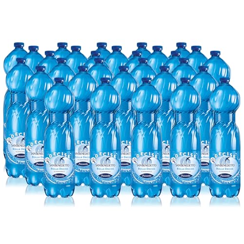 Acqua Minerale San Benedetto Ecogreen, 30 Bottiglie da 1,5L, Acqua Oligominerale Frizzante, Dissetante e Pura, Fonte Benedicta