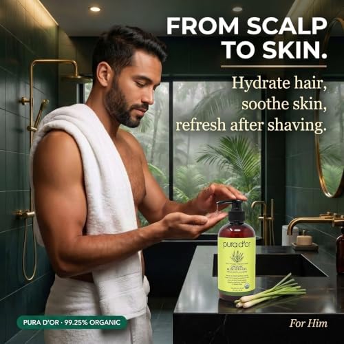 PURA D'OR ORGANIC Aloe Vera Gel Soothing Moisturizer, Lemongrass, 16oz - image 5