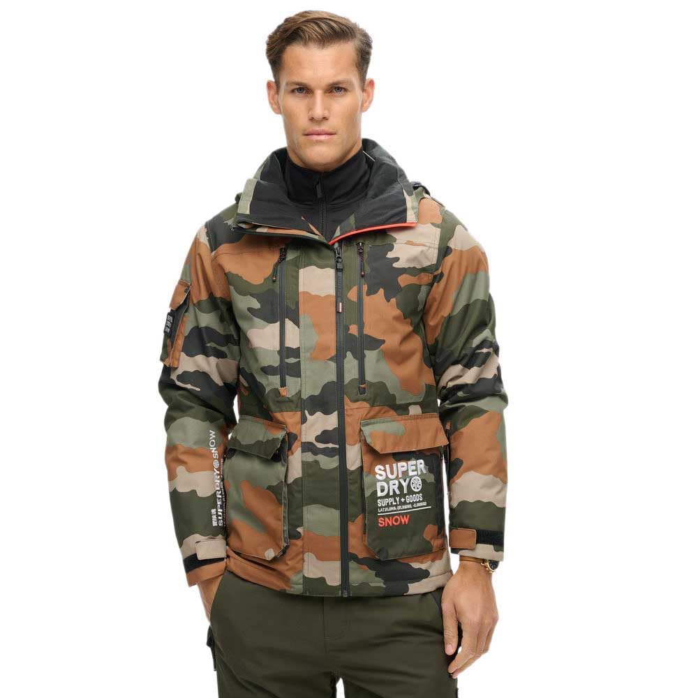 Superdry Men's Ultimate Rescue Ski Jacket, Camouflage Army Green, L