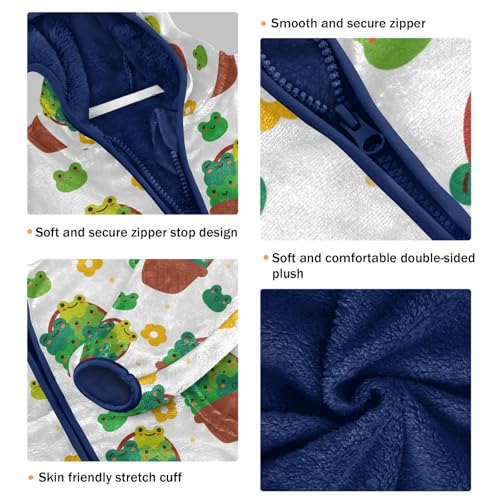 Cartoon Frogs Inside A Basket Girls Fleece Jacket Girls Fall Jacket Girls Zip Up Hoodie Girls Sherpa Jacket 2-10T3