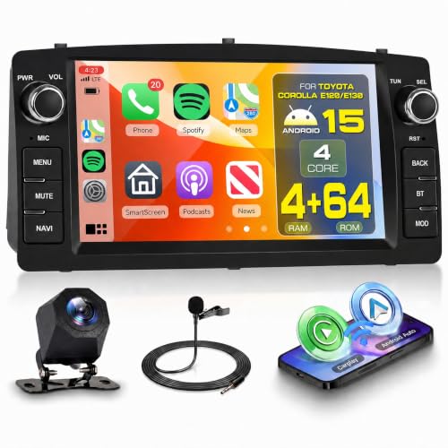 Android Car Stereo for Toyota Corolla 2003-2008 with Wireless CarPlay Android Auto Orderich 4G+64G 7 Inch Touchscreen Car Radio GPS Navigation WiFi SWC Bluetooth 32EQ