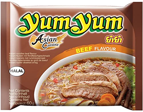 Yumyum Nouilles Instantanées au Boeuf, Soupe de Nouille saveur Bœuf 60g (Carton de 60 sachets)