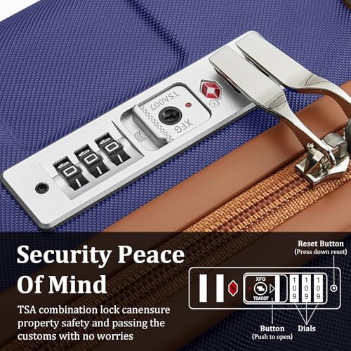 Image of imiomo Hard Shell 20 Inch Carry on Luggage 3 Piece Set with Travel Backpack, Lightweight Hardside Carry-On Suitcase with Spinner Wheels and TSA Lock, Navy