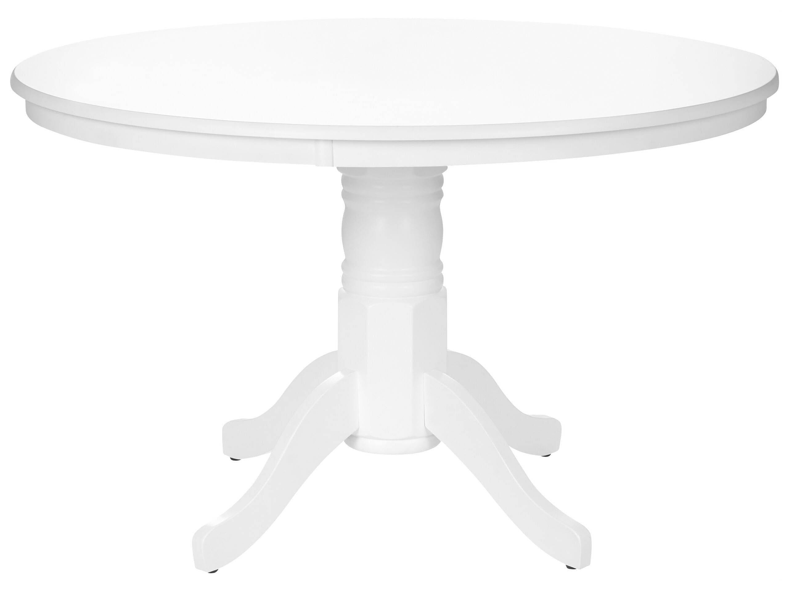 Table ronde salle à manger 120 cm Akron avec pied central bois blanc