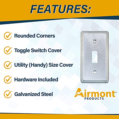 (Pack Of Box And Cover) 4X2 Inch Utility Electrical Box, Outlet Box, Toggle Switch Cover, Drawn Construction, Ten 1/2 Inch Knockouts, Raised Ground, 1-7/8" Deep, 13 Cu. In. Capacity, Galvanized Steel #TOP3