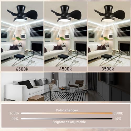 Ventilateur de plafond noir réversible avec éclairage LED et télécommande pour salon