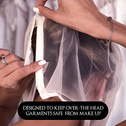 Betty Dain Makeup Protector Hood, Protects Hair And Make Up While Getting Dressed, Nylon Chiffon, Light And Airy, Triple Protection, Zipper Closure, Machine Washable, White #TOP1