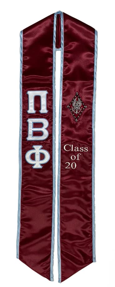 The Press Pi Beta Phi Graduation Sash Stole,Burgundy and White
