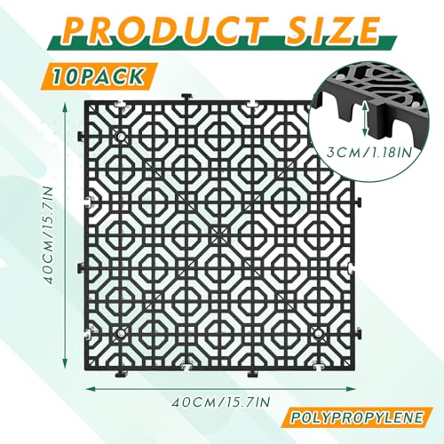 Image of 10 Pcs Ground Protection Mats, Interlocking Black 15.7 x 15.7 in