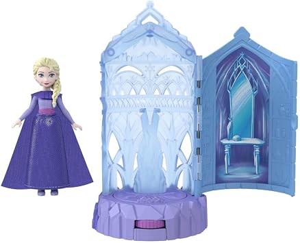 Mattel Disney Karlar Ülkesi sürpriz küçük bebek ve mini kale oyun setleri, dönerek ortaya çıkan sürpriz bebek, filmlerden ilham alan Buz Kalesi Sürprizi (Stiller çeşitlilik gösterebilir), JCR90