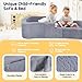 Portable Toddler Travel Bed, 2-in-1 Foldable Toddler Bed Sofa Chair, Soft Baby Kids Travel Floor Cot with Washable Covers Safety Foam Raised Bumper for Grandma's House Road Trips Camping Hotel