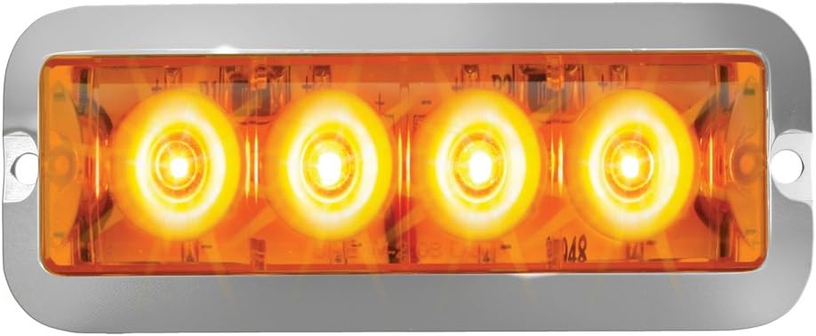 Grand General 76531 Amber Medium Rectangular 4 LED Strobe Light with Clear Lens
