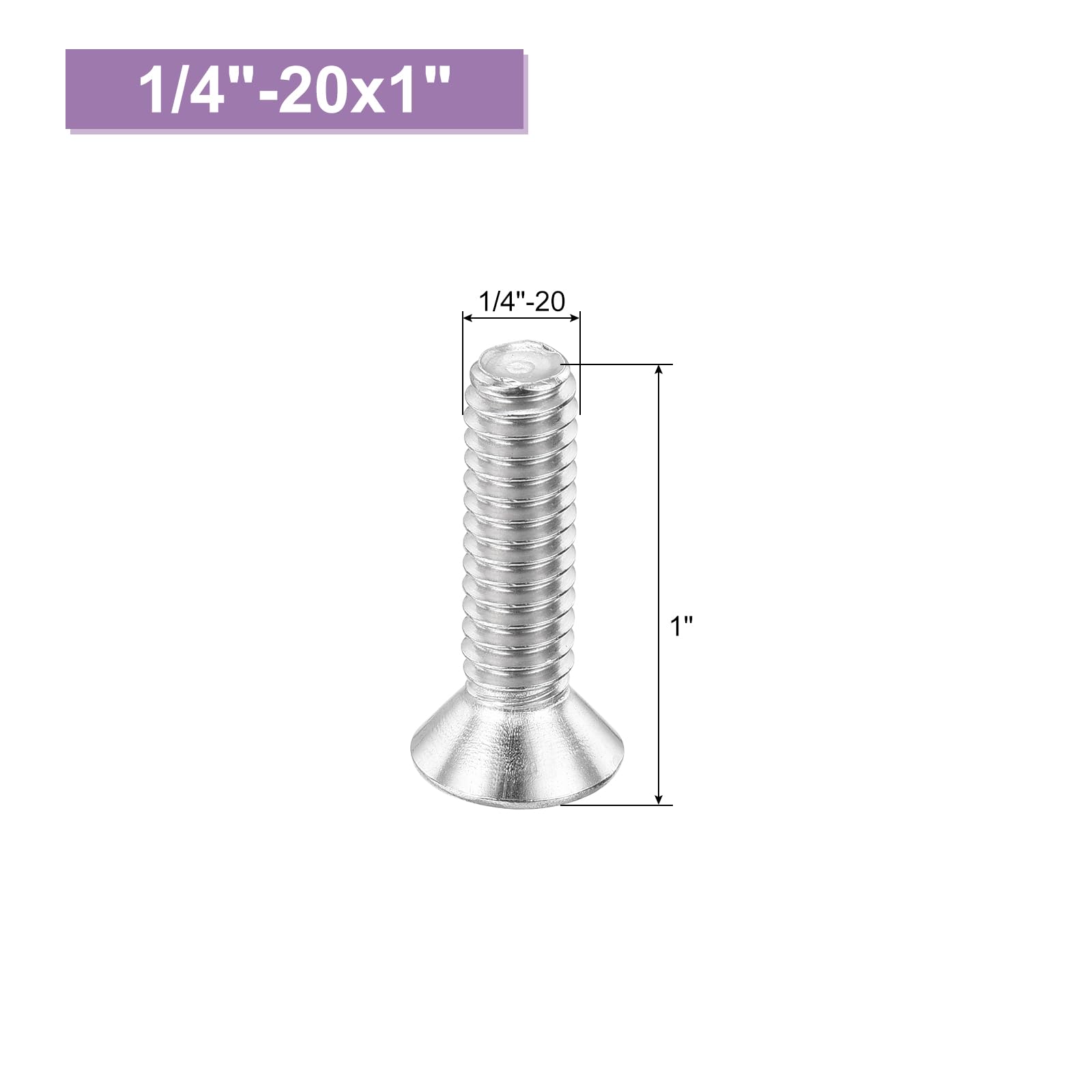 Tornillos Phillips Cabeza Cruzada Sourcing Map 20 Unidades - Acero Inoxidable 304, 1/4-20 X 1-1/4", Plateado