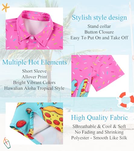 Image of uideazone Boys Hawaiian Shirts Novelty Printed Funky Short Sleeve Button Down Shirt Kids Aloha Luau Shirt 7-14T