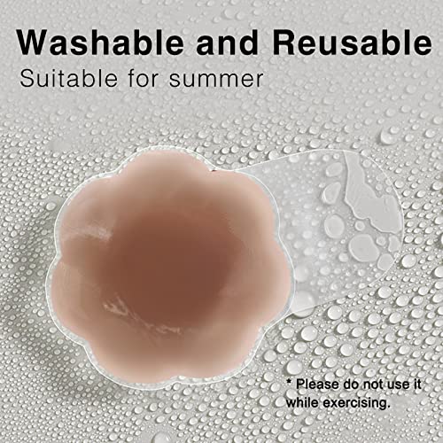 Dealswin Nippleless Covers 5.1inch Silicone Reusable Breast Lift Pasties for A-D Cup4