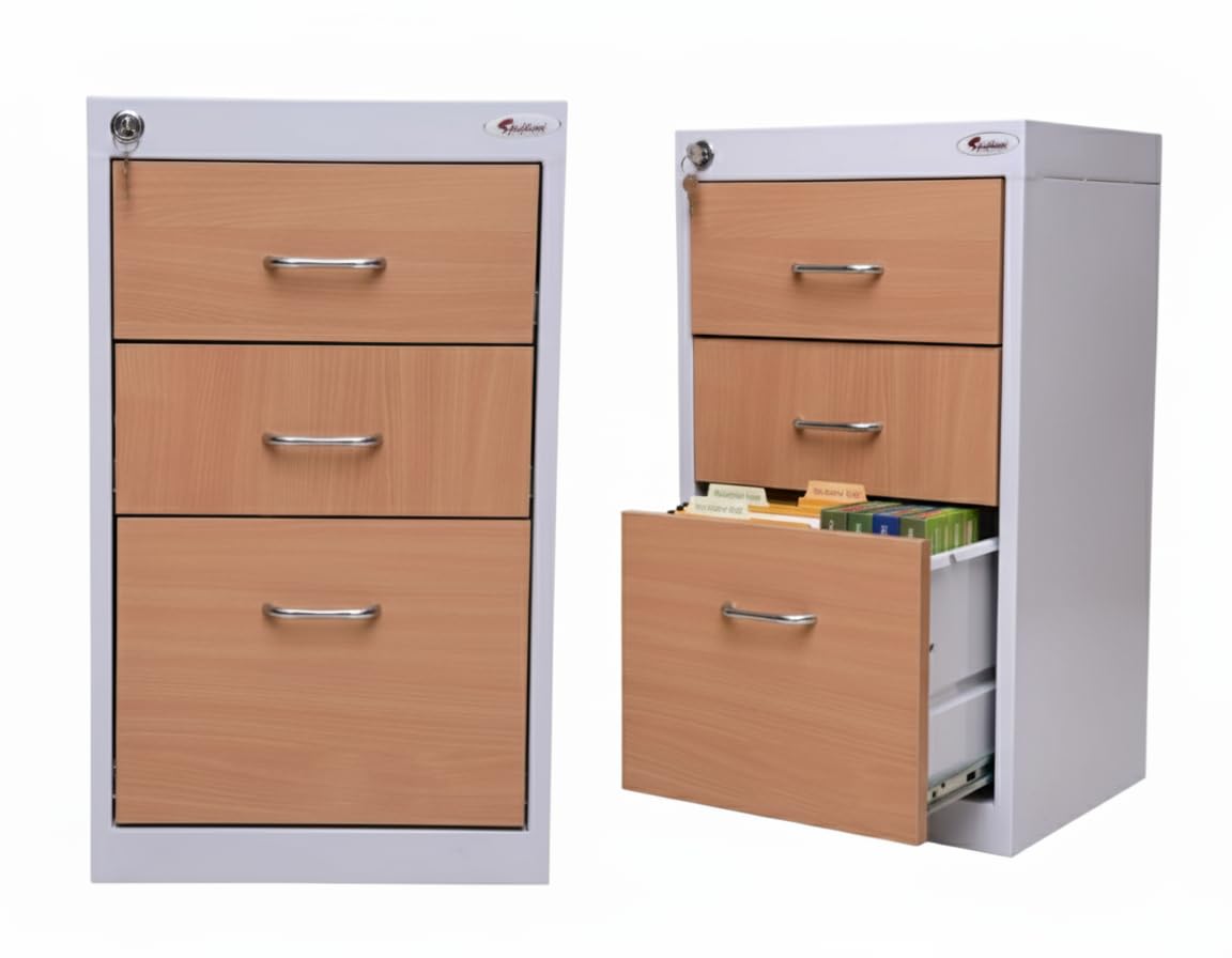 Sponsored Ad - Drawer Cabinet | 3 Drawer Box | Home Office Cabinet | Pedestal 3 Drawer | Study Table Box - (Off White), Steel with Front Drawer in PLPB