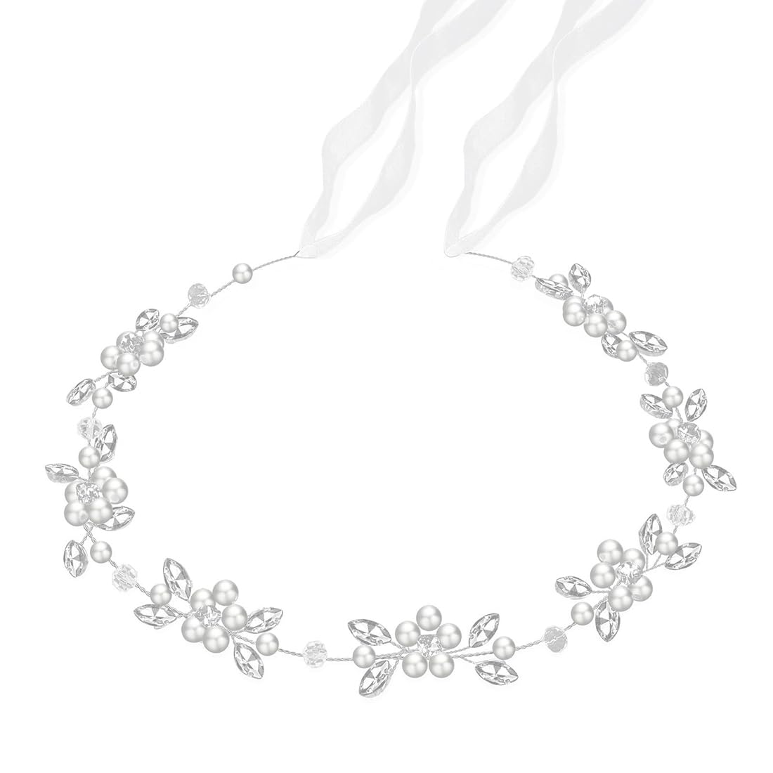 Luxorium 1 Stück Haarschmuck Kommunion Mädchen Kopfschmuck für Erstkommunion Haarkranz mit Perlen Kristall für Kinder zur Taufe Hochzeit