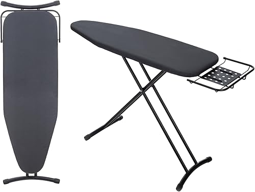 Tabla de planchar de 48 x 15 pulgadas con soporte de hierro retráctil, tabla de hierro RAINHOL resistente de tamaño completo, marco ancho resistente