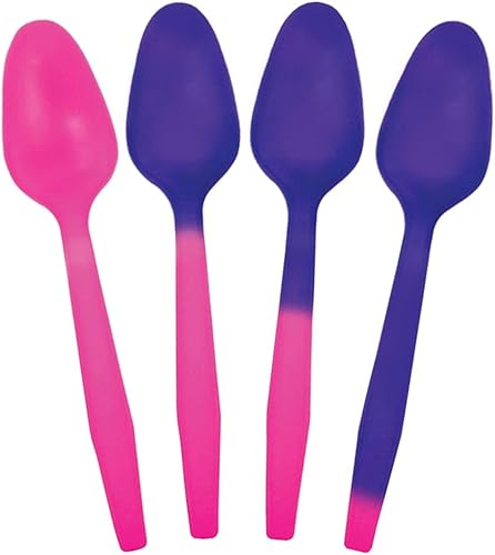 Miniatura 5 de Cucharas reutilizables de base biológica, paquete de 20, 5 colores diferentes, ideales para yogur, helado, helados, bebidas frías, fabricadas y