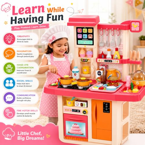 Image of Kids Kitchen Play Set with Lights & Sounds (Multicolor)
