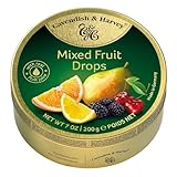 Pack of 3 Cavendish & Harvey Mixed Fruit Drops in Tin – Premium Fruity Travel Sweets made with Real Fruit Juice, Vegan Friendly Confectionery Hard-Boiled Candies – Each H4 x 9.7cm Diameter, 200g