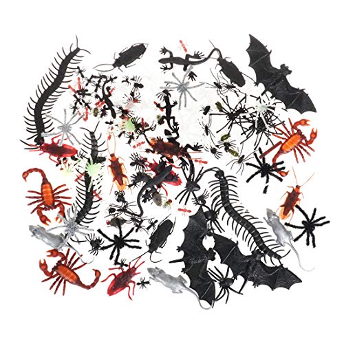 CoolChange Gruseliges Deko Insekten Set | 150 STK Krabbeltiere | Halloween Scherzartikel Dekoration mit Spinnen, Kakerlaken, Fliegen etc.