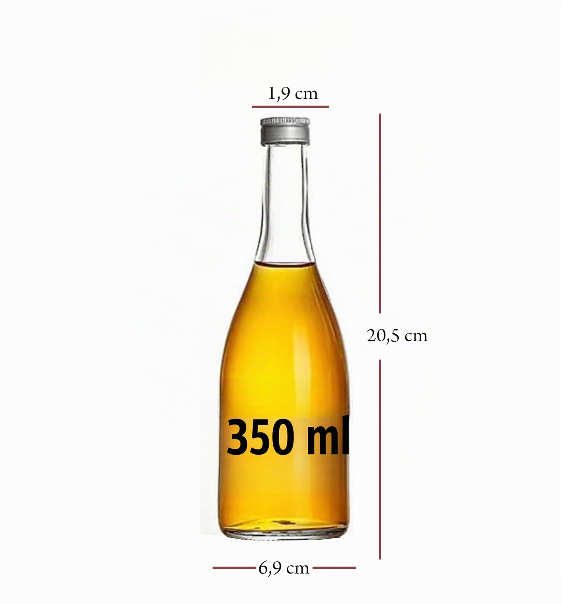 casa-vetro Bottiglie di vetro vuote da 50 ml – 1000 ml BOR piccole bottiglie succo, liquore, vino, con tappo a vite, bianco, 24 x 350ml