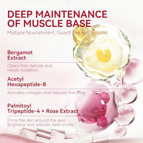 BREYLEE Pink Rose Eye Mask- 60 Pcs - Puffy Eyes and Dark Circles Treatments - Look Younger and Reduc