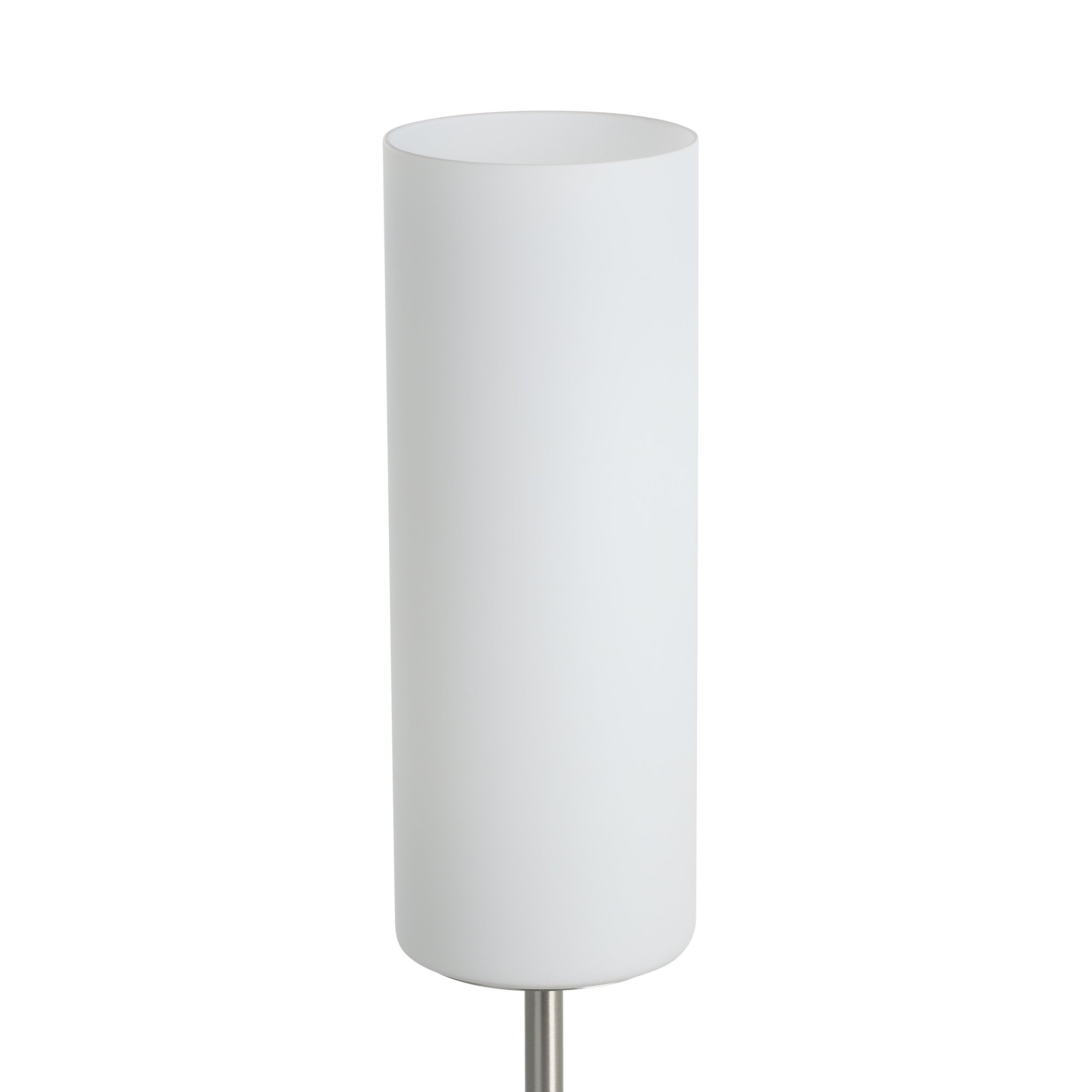 EGLO lampa stołowa Troy 3, 1-punktowa lampa stołowa, nocna lampka wykonana ze stali, kolor: matowy nikiel, szkło: satynowa biel, gniazdo: E27, w zestawie przełącznik
