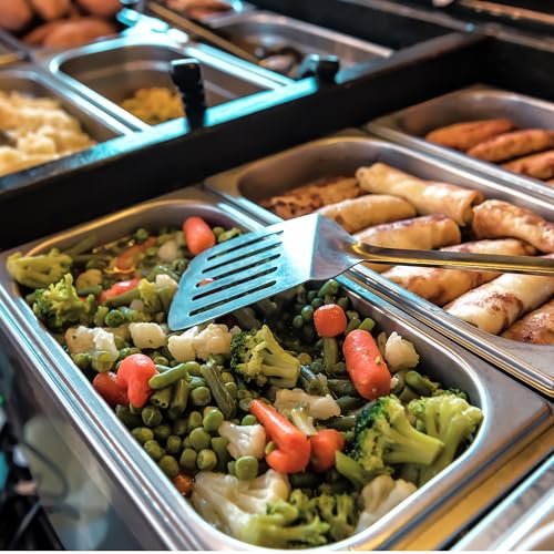 FSE Steam Table Pan Cover Set, 1/2 Size Long, Solid with Handle, Reinforced Corners, 24 Gauge, Stainless Steel, NSF, Dishwasher Safe, (Set of 12)