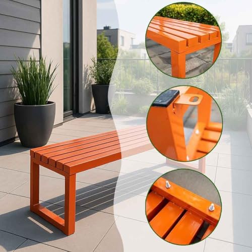 Banc d'extérieur en métal sans dossier résistant intempéries jardin balcon 100cm
