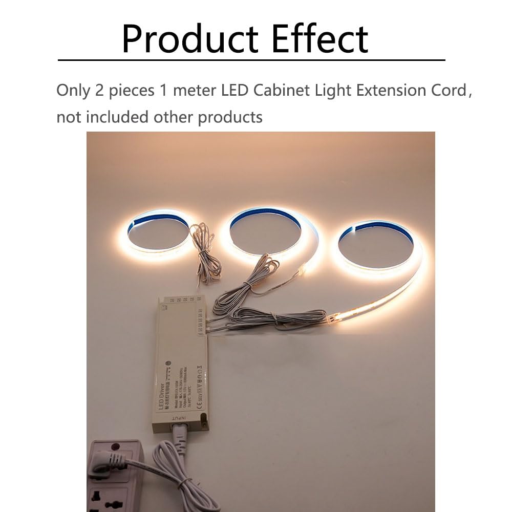 ENQIMAOYI LED Cabinet Light Extension Cord,2pack 2m 2-pin 5mm COB to Male Cable Plug Connector Extension Wire for LED Under cabinet Lights,wardrobe,bedroom - Image 3