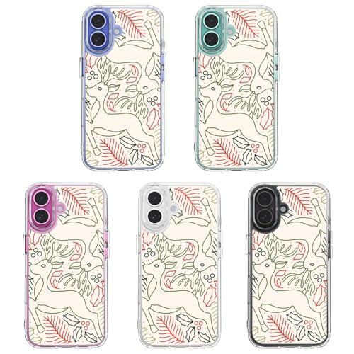 Coque iPhone 16 Plus Noël transparente avec motif cerf beige d'hiver