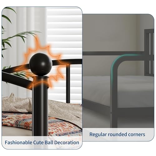 Image of Garvee Twin Metal Daybed, Metal Sofa Bed Frame with Arched Headboard, Guest Sofa Bed with Steel Slat Support, No Box Spring Required, Easy Assembly, Black