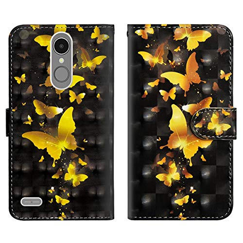 Sangrl Funda para LG K9, Premium PU Leather Case Soporte Plegable Premium Flip Case para LG K9 - Mariposa de Oro