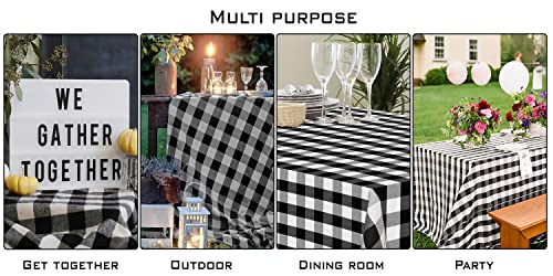 Whitewrap Buffalo Check Tablecloth |Black And White|60”X60”| Indoor Outdoor, Restaurant, Hotel Quality| Gingham Table Décor | Table Protector For Picnic, Party And Dinner| Tabletop Washable Farmhouse #TOP3