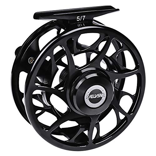 PROBEROS Fly Fishing Reel, CNC Machined Aluminum Large Arbor Alloy Body Fly Reels, 7/9 Weight,Black