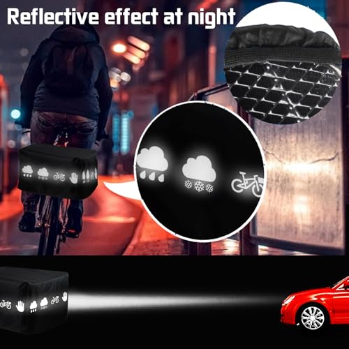 AUNGCSHE Regenschutz Fahrradkorb, Fahrradkorb Regenschutz mit Gummizug, Korbabdeckung Wasserdicht mit Reflexstreifen, Regenabdeckung für Korb hinten, für alle Körbe bis Größe 45x45cm (Schwarz)