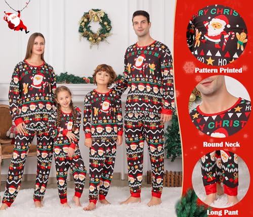 ANGELGGH Matching Christmas Pajamas for Family, Cute Vacation PJs Sets for Couples/Women/Men, Xmas 2 Piece Jammies Sleepwear2