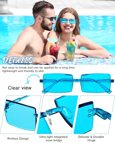 LEIFIDE 36 Pairs Frameless Rectangle Sunglasses Plastic Rimless Sunglasses Candy Color Vintage Glasses for Women Men Unisex Sun Protection, Multicolor3
