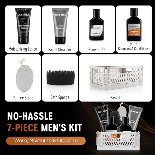 Gift Baskets for Men - 7 Pcs Mens Body Wash & Skin Care Kit | All-in-One Grooming & Bath Gift Set with Cedrus Atlantica Scent | Birthday & Christmas Gifts for Men, Husband, Boyfriend, Brother, Father - Image 3